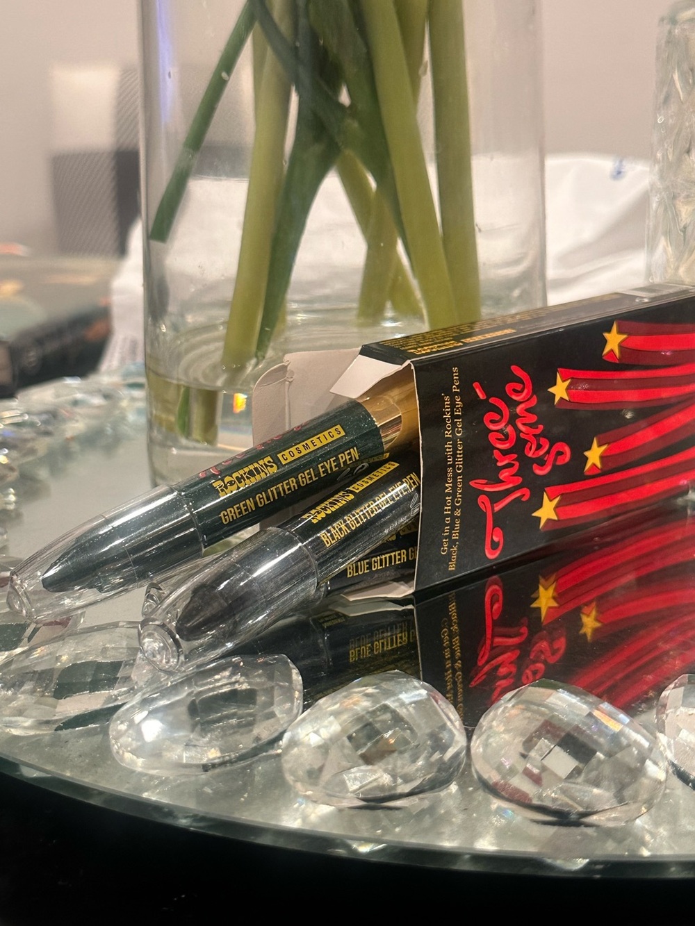 ROCKINS COSMETICS Hot Mess Three-some Glitter Gel Eye Pen Set NIB 3 Piece NEW 🔥